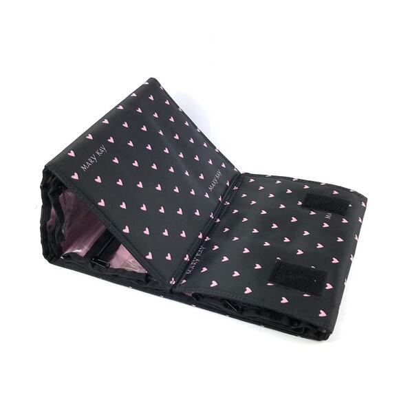 MARY KAY TRAVEL ROLL UP BAG ORGANIZER~HEARTS~HANGING~W/ 4 REMOVABLE POUCH - Picture 3 of 4